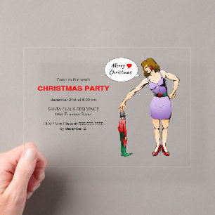 Invitations En Acrylique La fête de Noël de la femme charmante