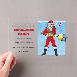 Invitations En Acrylique La fête de Noël du Père Noël