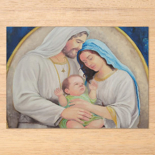 Invitations En Acrylique La Sainte Famille : Portrait de l'Amour Divin