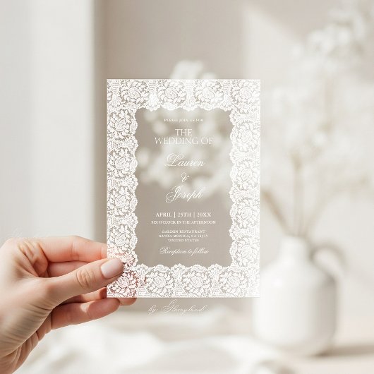Invitations En Acrylique Lace Wedding