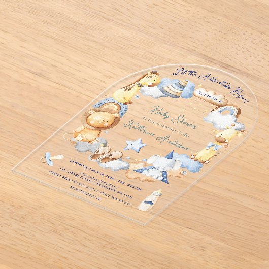Invitations En Acrylique Laisser l'aventure commencer petit bébé Baby showe (Poser)
