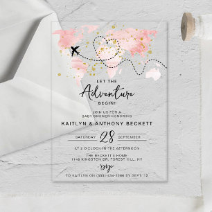Invitations En Acrylique "Laissons Commencer L'Aventure !" Baby shower Cart