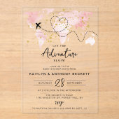 Invitations En Acrylique "Laissons Commencer L'Aventure !" Baby shower Cart (Recto)