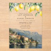Invitations En Acrylique Lake Como Lemons Italian Wedding (Recto)