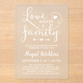 Invitations En Acrylique L'Amour Blanc Fait Une Douche D'Adoption Familiale (Recto)