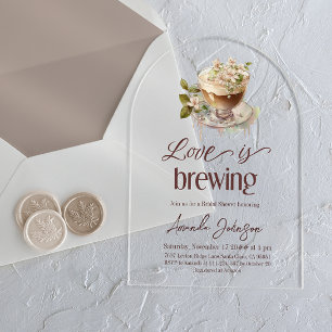 Invitations En Acrylique L'Amour Boho se Prépare Café Floral Baby Shower