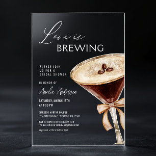 Invitations En Acrylique L'amour brasse la Fête des mariées Espresso Martin