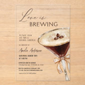 Invitations En Acrylique L'amour brasse la Fête des mariées Espresso Martin (Recto)