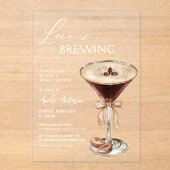 Invitations En Acrylique L'amour brasse la Fête des mariées Espresso Martin (Recto)