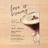 Invitations En Acrylique L'amour brasse la Fête des mariées Espresso Martin (Recto)