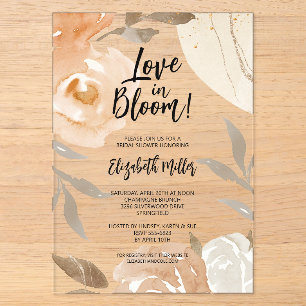 Invitations En Acrylique L'amour en fleurs Fleurs rustiques pour la douche