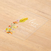 Invitations En Acrylique L'amour est dans la Fête des mariées Fleur sauvage (Poser)