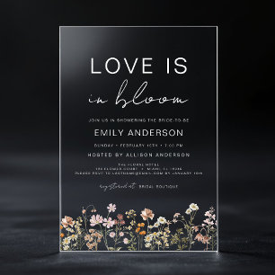 Invitations En Acrylique L'amour est dans la Fête des mariées Fleur sauvage