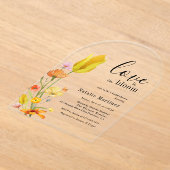 Invitations En Acrylique L'amour est dans la Fête des mariées Fleur sauvage (Poser)