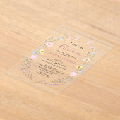 Invitations En Acrylique L'Amour Est Dans La Fête des mariées Fleur sauvage (Poser)