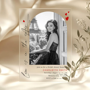 Invitations En Acrylique L'amour est dans l'air minimaliste Photo nuptiale 