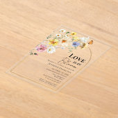 Invitations En Acrylique L'amour est en fleur | Fête des mariées fleur sauv (Poser)