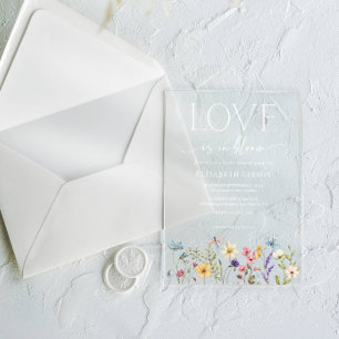 Invitations En Acrylique L'Amour Est En Fleur Fleur sauvage Fête des mariée