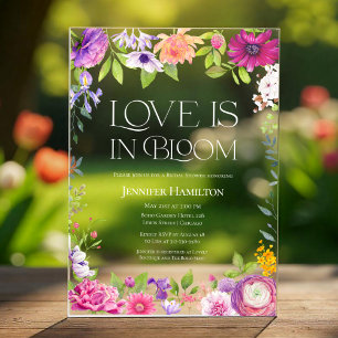 Invitations En Acrylique L'amour est en fleurs Douce Fête de Mariage Flor