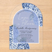 Invitations En Acrylique L'amour est en fleurs Hydrangea Bleu Moderne (Recto)