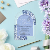 Invitations En Acrylique L'amour est en fleurs Hydrangea Bleu Moderne (Insitu (Mariage))