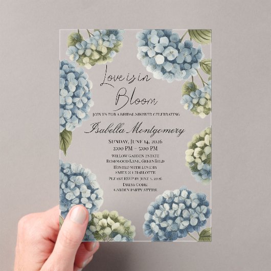 Invitations En Acrylique L'amour est en fleurs Hydrangea de printemps rusti (In situ (ordinateur de poche))