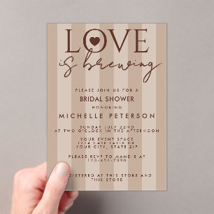 Invitations En Acrylique L'Amour est en train de faire du café Brun Enterre