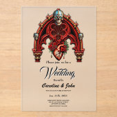 Invitations En Acrylique L'amour éternel à l'ombre des roses. (Recto)