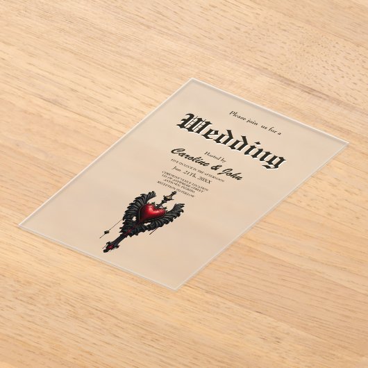 Invitations En Acrylique L'amour éternel dans l'ombre de l'obscurité gothiq (Poser)