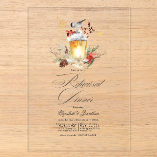Invitations En Acrylique Lanterne rustique d'hiver pour dîner de répétition