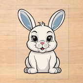 Invitations En Acrylique Lapin Blanc (Recto)