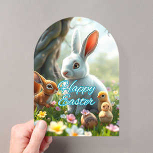 Invitations En Acrylique Lapin de Pâques de printemps