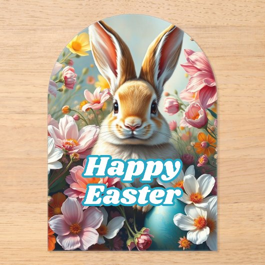 Invitations En Acrylique Lapin de Pâques moderne (Recto)
