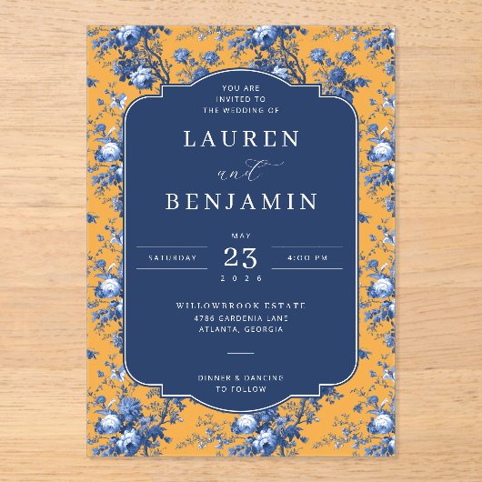 Invitations En Acrylique Lapis Rose Wedding (Recto)