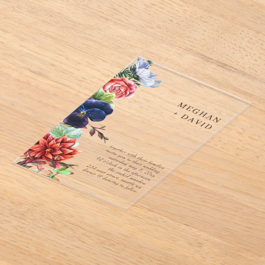 Invitations En Acrylique L'aquarelle rustique fleurit le Mariage floral (Poser)