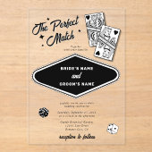 Invitations En Acrylique Las Vegas Destination Parfait Match Mariage Noir (Recto)