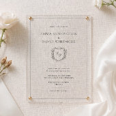 Invitations En Acrylique Laurel Wreath & Crest Minimalist Elegant Wedding