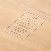 Invitations En Acrylique Lauren Noir et Blanc Monogramme Mariage élégant (Poser)
