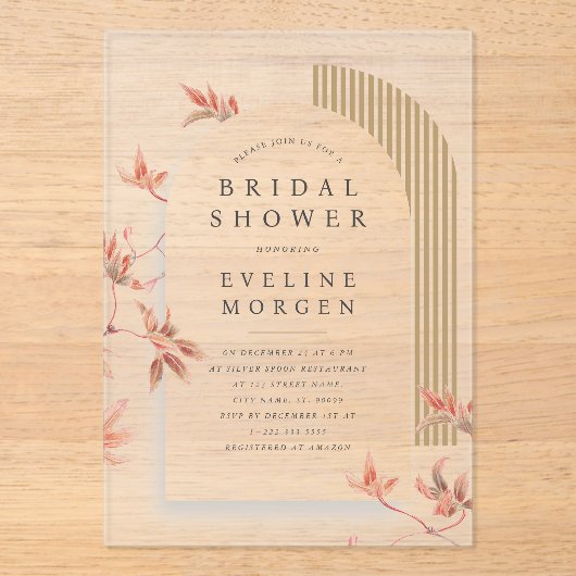 Invitations En Acrylique L'automne Boho Vibe Arch quitte la nuptiale (Recto)