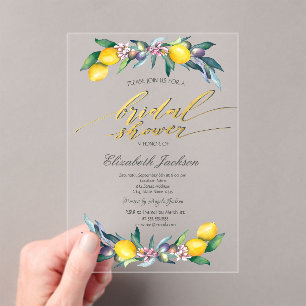 Invitations En Acrylique Lavage à l'eau Citrons Olives Réception de mariage