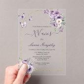 Invitations En Acrylique Lavande avec papillons Quinceanera espagnol (In situ (ordinateur de poche))