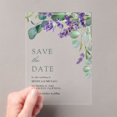 Invitations En Acrylique Lavande et mariage eucalyptus Enregistrer la date (In situ (ordinateur de poche))