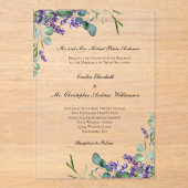 Invitations En Acrylique Lavande Eucalyptus Élégant Mariage formel (Recto)