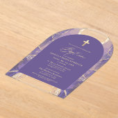 Invitations En Acrylique Lavande Purple Agate Baptême Moderne Élégant (Poser)