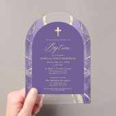 Invitations En Acrylique Lavande Purple Agate Baptême Moderne Élégant (In situ (ordinateur de poche))