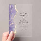 Invitations En Acrylique Lavande Purple Or Agate Élégant Mariage moderne (In situ (ordinateur de poche))