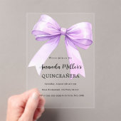 Invitations En Acrylique Lavande violet arc clair Quinceanera (In situ (ordinateur de poche))