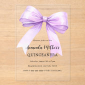 Invitations En Acrylique Lavande violet arc clair Quinceanera (Recto)