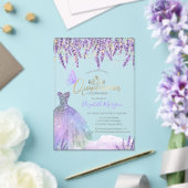 Invitations En Acrylique  Lavander,String Lights,Glitter Dress Quinceanera (Insitu (Mariage))