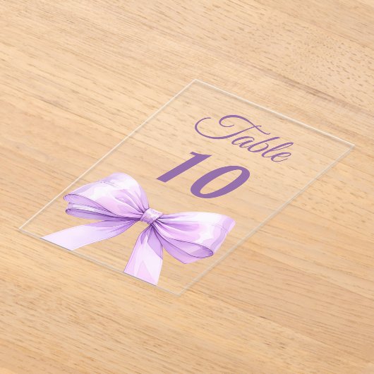 Invitations En Acrylique Lavender bow acrylic table number sign (Poser)